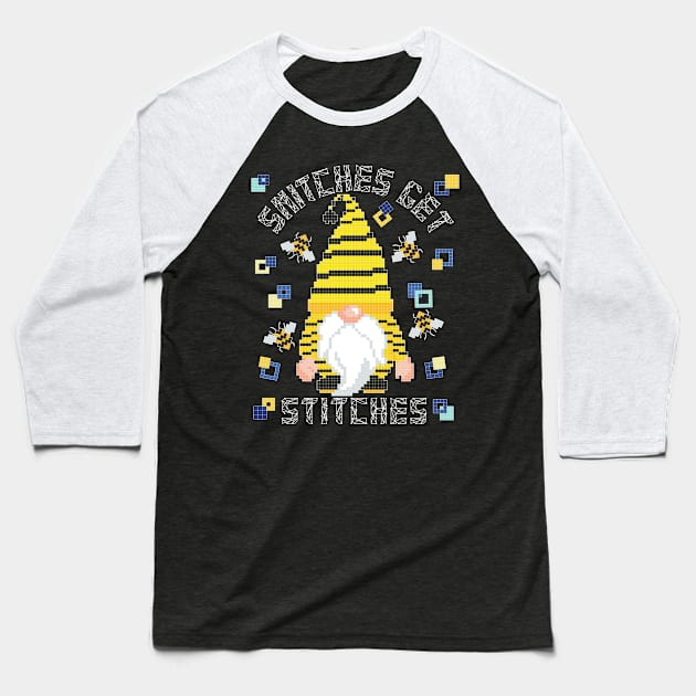 Stitches Gnome Baseball T-Shirt by alcoshirts